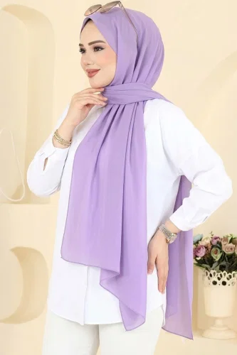 S.L. - Düz Şifon Şal Serisi 3460SL432 Lila