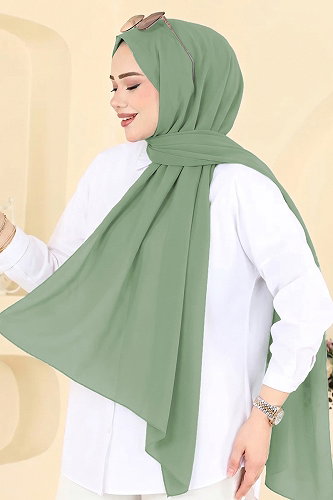 moda selvim Düz Şifon Şal Serisi 3460SL432 Mint - Thumbnail