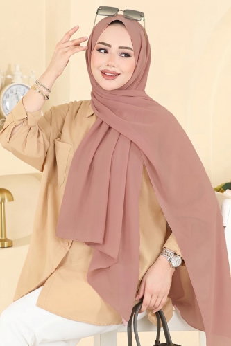 S.L. - Düz Şifon Şal Serisi 3460SL432 Pudra Vizyon