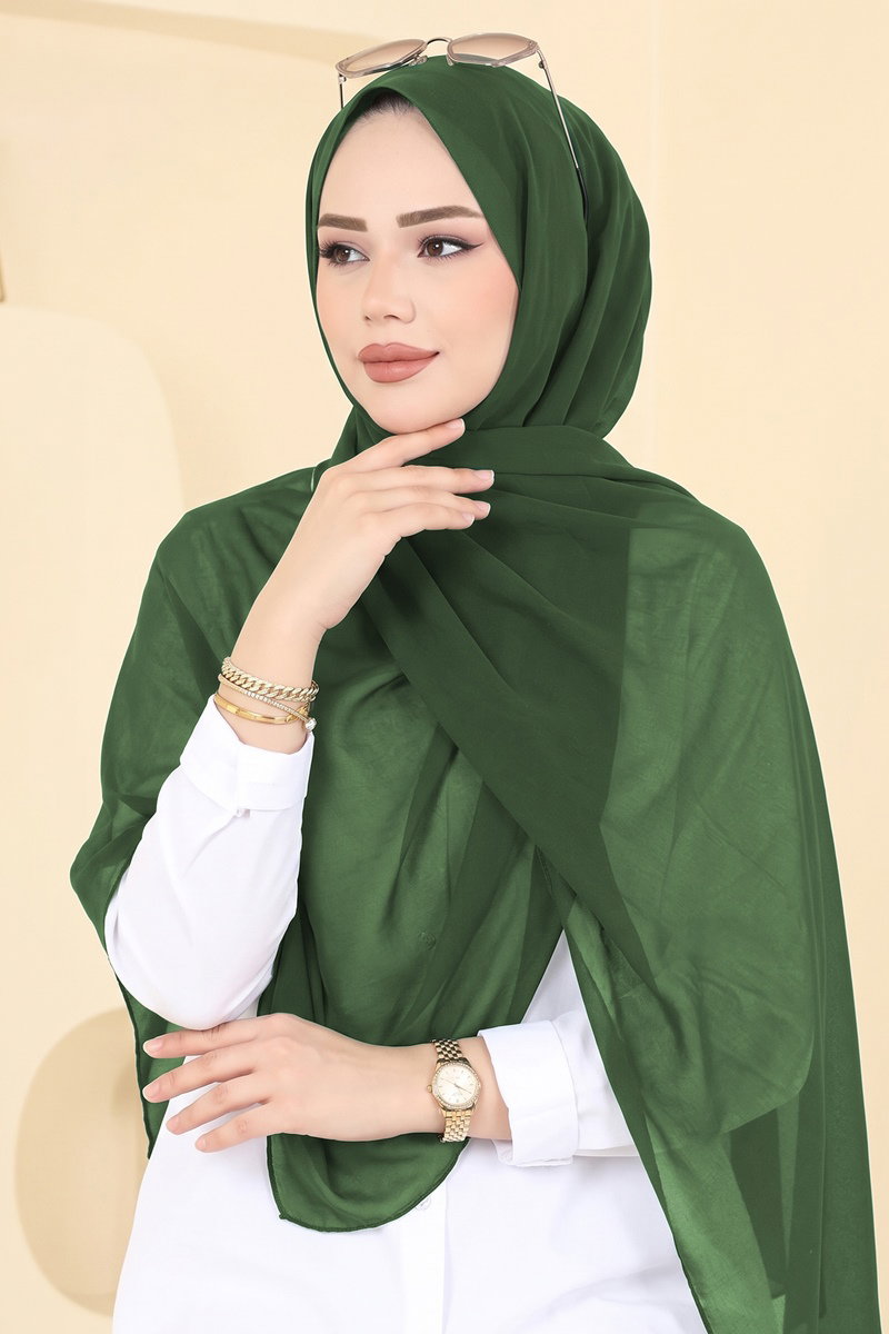 Düz Şifon Şal Serisi 3460SL432 Zümrüt