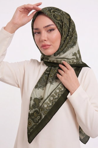 A.F.V. - Ebru Desen Eşarp Serisi 216AFV475 Koyu Haki