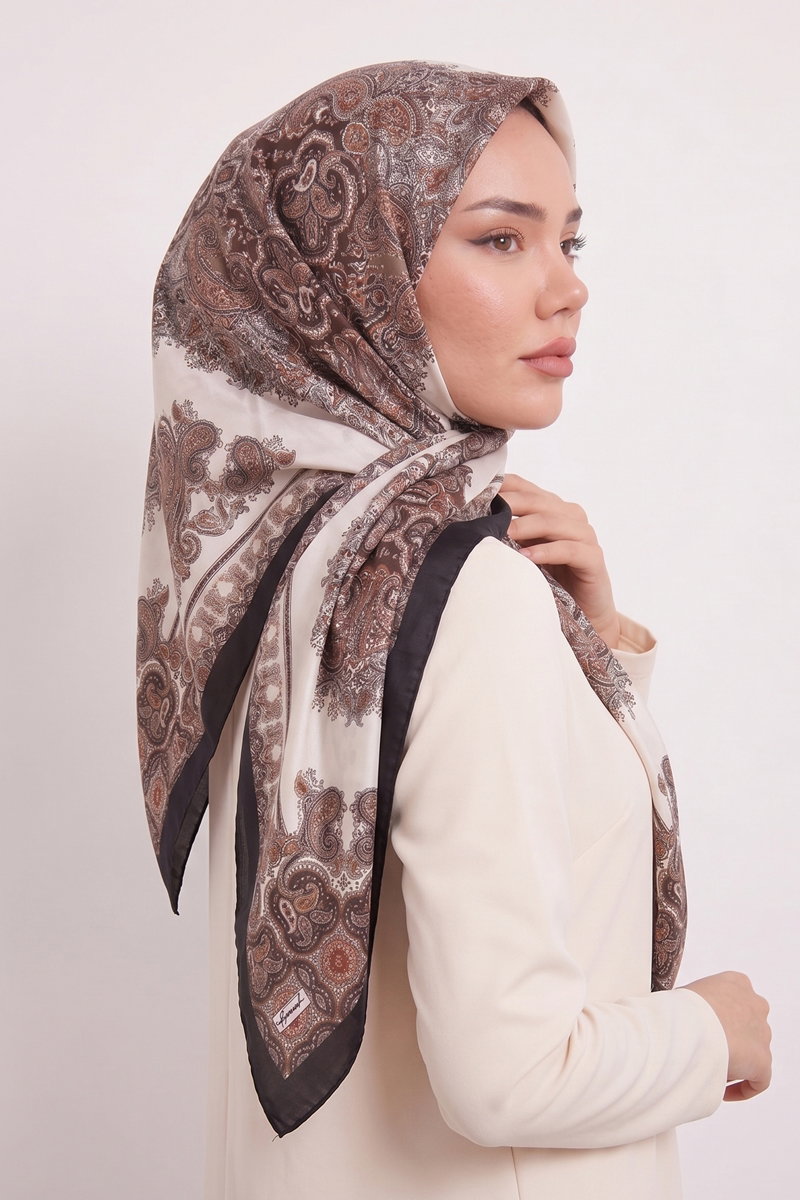 Ebru Desen Eşarp Serisi 216AFV475 Siyah