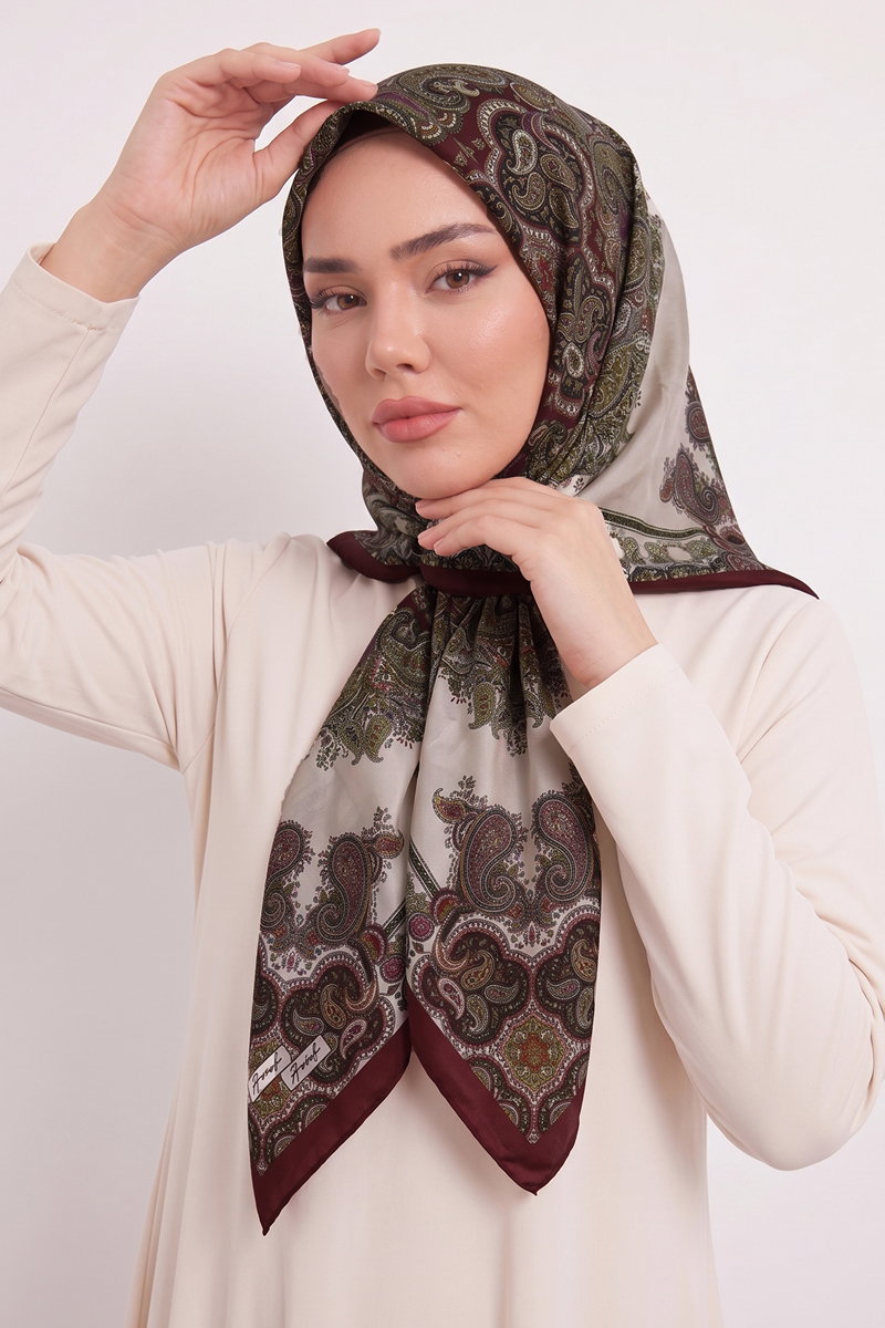 Ebru Desen Eşarp Serisi 216AFV475 Taba