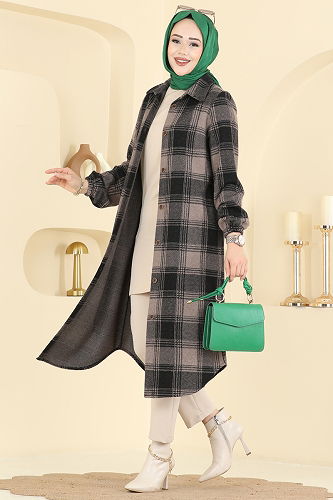 moda selvim Ekose Desen Oduncu Tunik 3074KTR750 Vizyon - Thumbnail