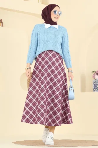 T.E.G. - Ekose Desenli Scuba Etek 8034TEG847 Bordo