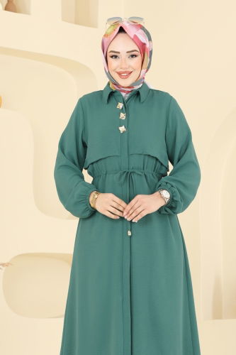 moda selvim Elena Düğmeli Tesettür Takım 3112HBS856 Mint - Thumbnail