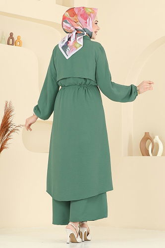 moda selvim Elena Düğmeli Tesettür Takım 3112HBS856 Mint - Thumbnail