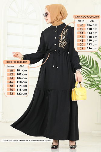 moda selvim Dress PL9069 Black - Thumbnail