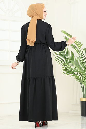 moda selvim الفستان أسود PL9069 - Thumbnail