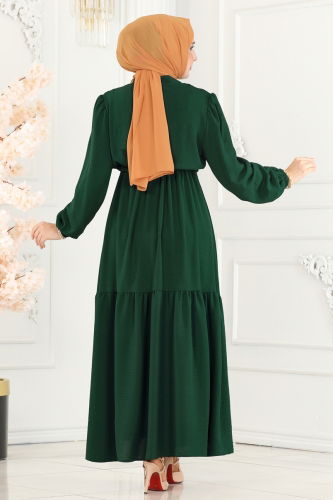 moda selvim Dress PL9069 Emerald - Thumbnail