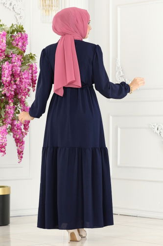 moda selvim DRESS PL9069 Navy Blue - Thumbnail