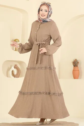 B.L.U. - Eteği Fırfır Detaylı Elbise 3322BLU797 Vizyon