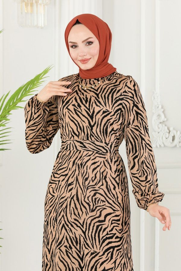 Eteği Fırfırlı Helen Elbise 234DVL817 Zebra - 3