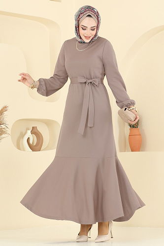 moda selvim Eteği Katlı Mira Elbise 8133AB368 Vizyon - Thumbnail