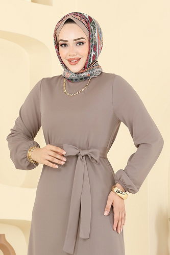 moda selvim Eteği Katlı Mira Elbise 8133AB368 Vizyon - Thumbnail