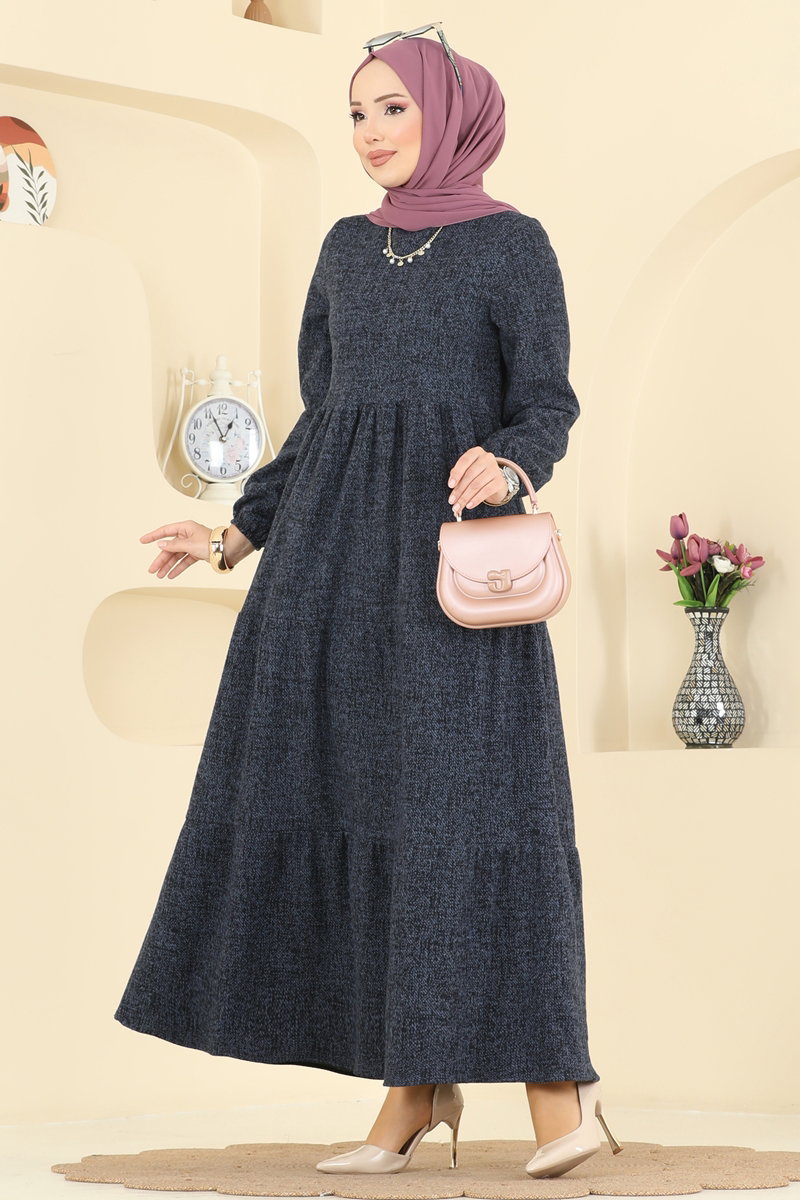 Eteği Katlı Örme Elbise 3071KTR750 Laci