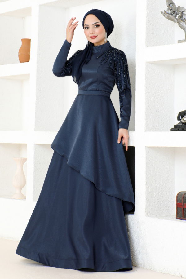 Modaselvim ABİYE Eteği Katlı Saten Abiye MDY4958-M Laci