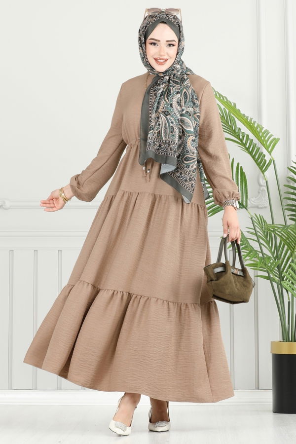 Modaselvim Elbise Eteği Katlı Sofia Elbise 025MR1078 Vizyon