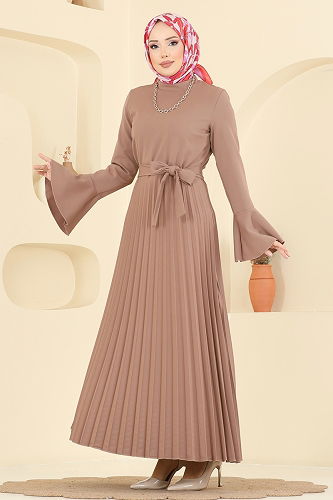 moda selvim Eteği Pilise Detaylı Elbise 5627EDF311 Vizyon - Thumbnail