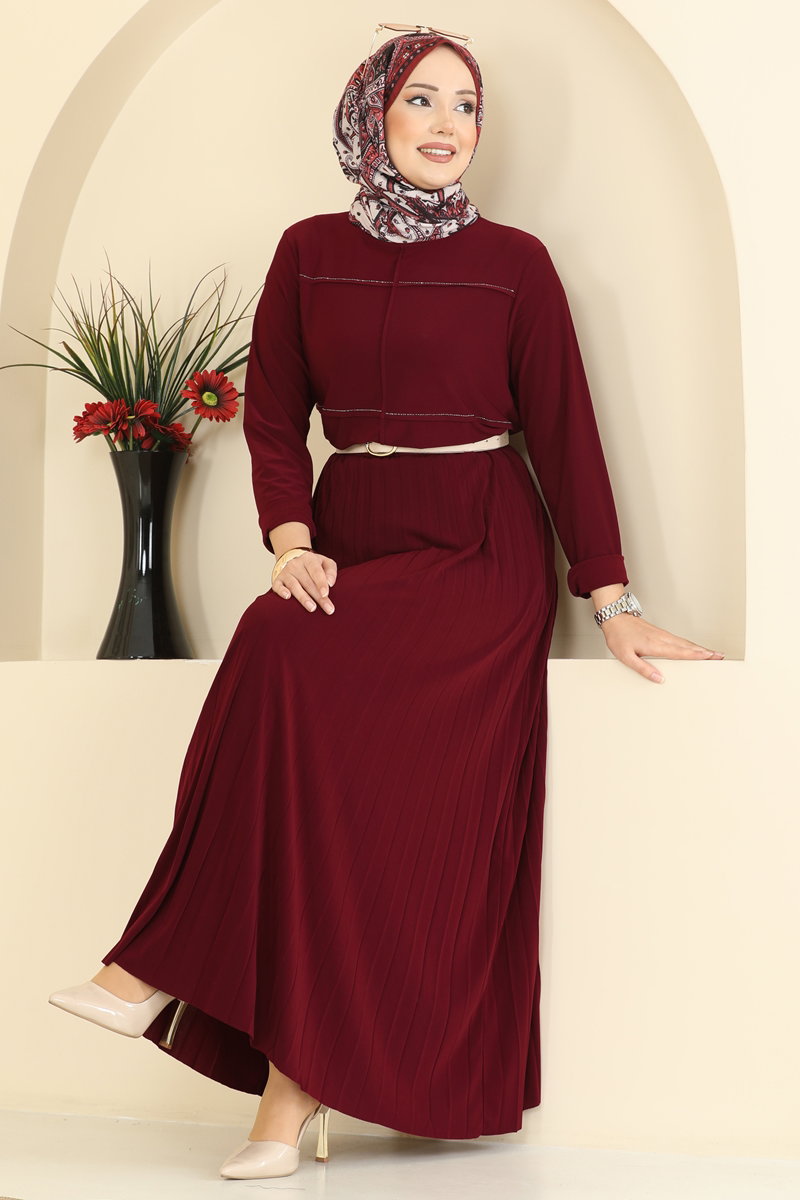 Eteği Piliseli Sandy Takım 3483UZ662 Bordo