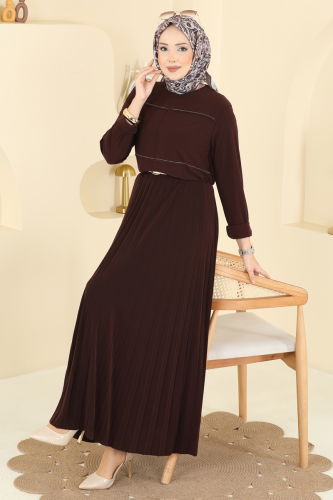 U.Z. - Eteği Piliseli Sandy Takım 3483UZ662 Kahve