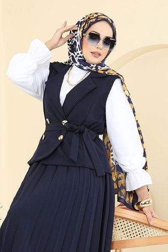 moda selvim Eteği Piliseli Üçlü Takım 6450MP806 Laci - Thumbnail