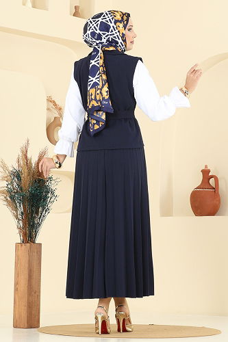 moda selvim Eteği Piliseli Üçlü Takım 6450MP806 Laci - Thumbnail