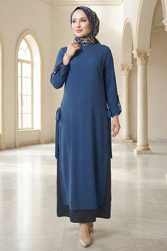 moda selvim Etekli Aerobin 2 li Takım 2811SL432 İndigo&Laci - Thumbnail