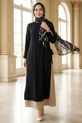 moda selvim Etekli Aerobin 2 li Takım 2811SL432 Siyah&Koyu Vizyon - Thumbnail