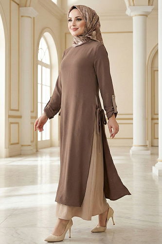 moda selvim Etekli Aerobin 2 li Takım 2811SL432 Sütlü Kahve&Vizyon - Thumbnail