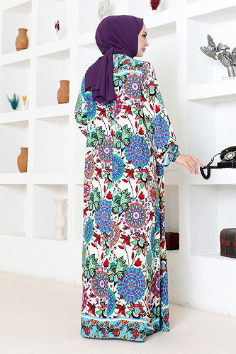 moda selvim الفستان1919BGS895 أزرق - Thumbnail