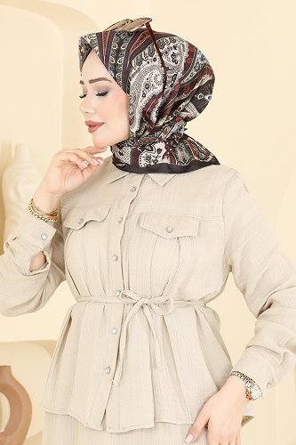 moda selvim Etnik Desen Eşarp Serisi 316AFV475 Bordo - Thumbnail