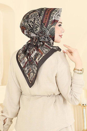 moda selvim Etnik Desen Eşarp Serisi 316AFV475 Bordo - Thumbnail