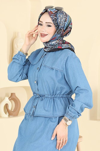 moda selvim Etnik Desen Eşarp Serisi 316AFV475 Siyah - Thumbnail