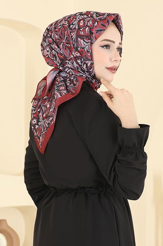 moda selvim Etnik Desen Soft Eşarp Serisi 505ERB1087 Bordo - Thumbnail