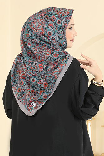 moda selvim Etnik Desen Soft Eşarp Serisi 505ERB1087 Koyu Vizyon - Thumbnail