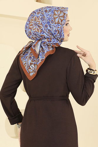 moda selvim Etnik Desen Soft Eşarp Serisi 505ERB1087 Taba - Thumbnail