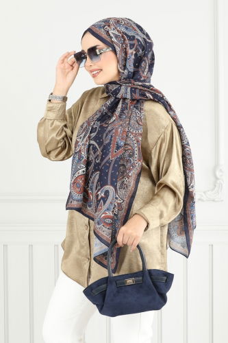 moda selvim Etnik Desen Soft Şal Serisi 701ART1138 Laci - Thumbnail