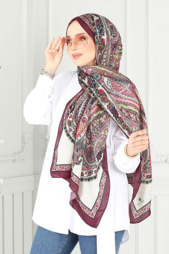 A.R.T. - Etnik Desen Soft Şal Serisi 704ART1138 Taş&Bordo