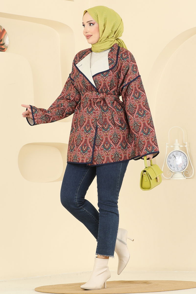 Etnik Desenli Kapitone Kap 21186MPR1163 Bordo