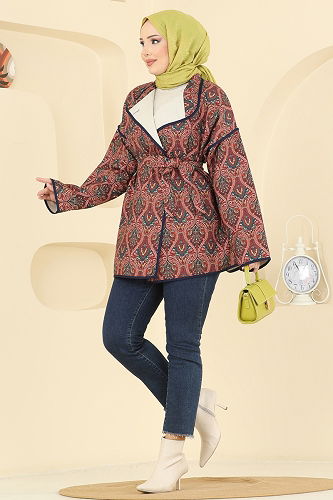 moda selvim Etnik Desenli Kapitone Kap 21186MPR1163 Bordo - Thumbnail