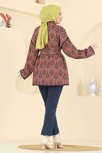 moda selvim Etnik Desenli Kapitone Kap 21186MPR1163 Bordo - Thumbnail
