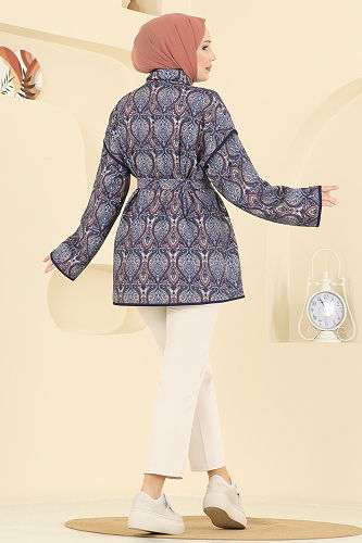 moda selvim Etnik Desenli Kapitone Kap 21186MPR1163 Laci - Thumbnail