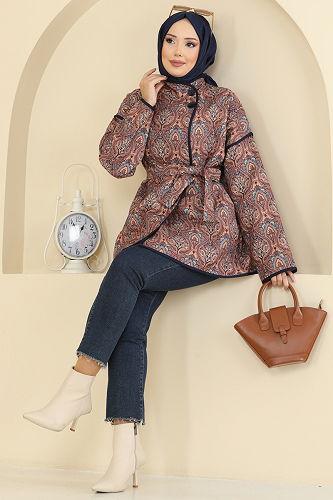 moda selvim Etnik Desenli Kapitone Kap 21186MPR1163 Vizyon - Thumbnail