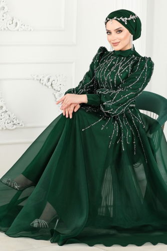 moda selvim Evenig Wear 2314MDY868 Emerald - Thumbnail