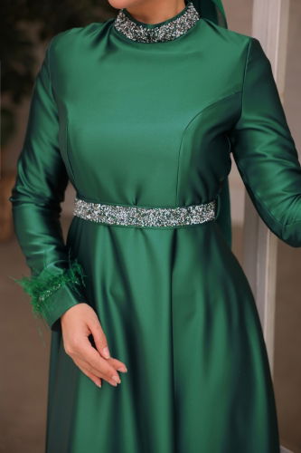 moda selvim Evenig Wear 3000LPN858 Emerald - Thumbnail