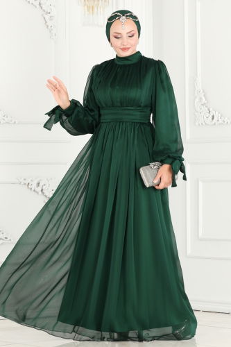 moda selvim EVENING DRESS 0024HLL878 Emerald - Thumbnail