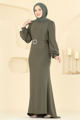 moda selvim فستان سهرة اخضر عفني 0402ALG474 - Thumbnail