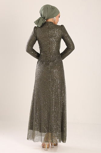 moda selvim Evening Dress 0677MHR1107 Khaki - Thumbnail