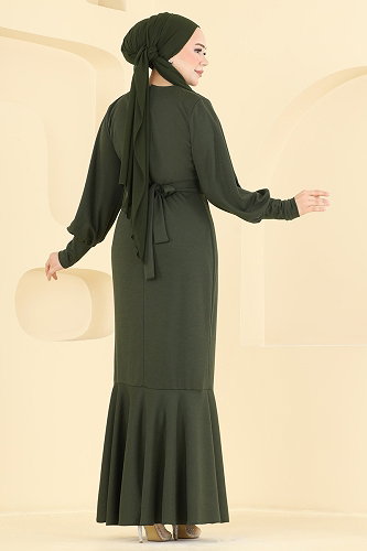 moda selvim فستان سهرة اخضر عفني 0783LVA1173 - Thumbnail